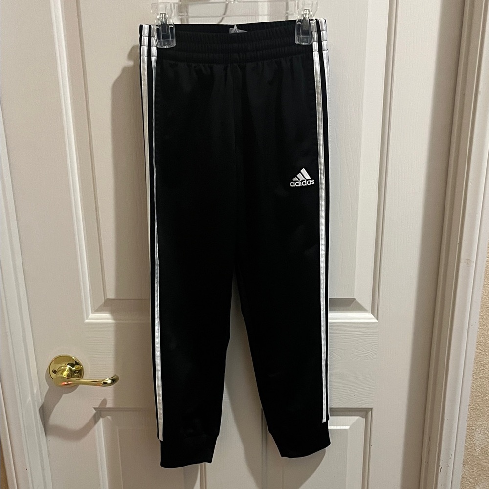Adidas Kids Black Sweatpants with White Accents